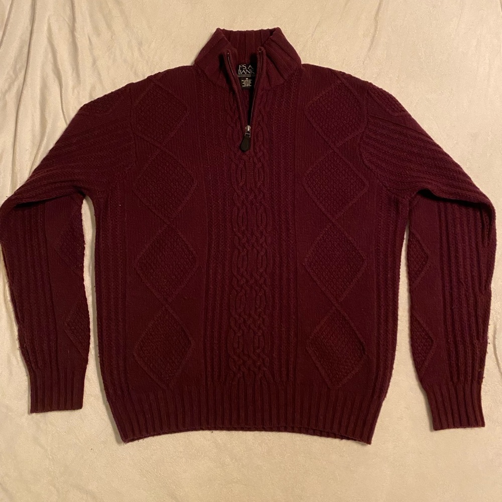 Jos. A. Bank Wool Fisherman Quarter-Zip Sweater